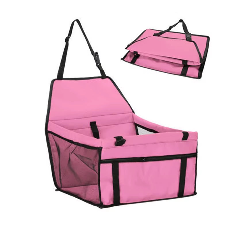 Premium Pet Dog Car Booster Seat with Safety Belt - Foldable Travel Basket for Dogs and Puppies