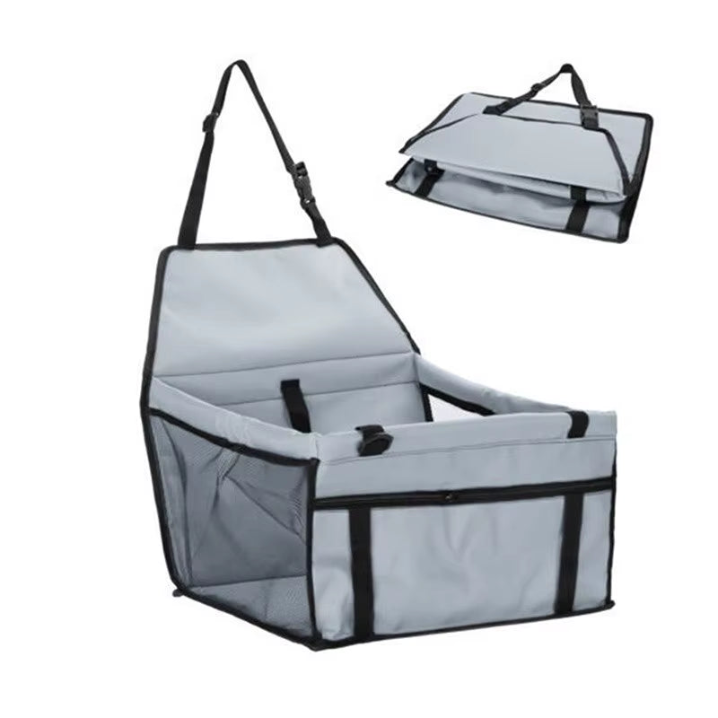 Premium Pet Dog Car Booster Seat with Safety Belt - Foldable Travel Basket for Dogs and Puppies