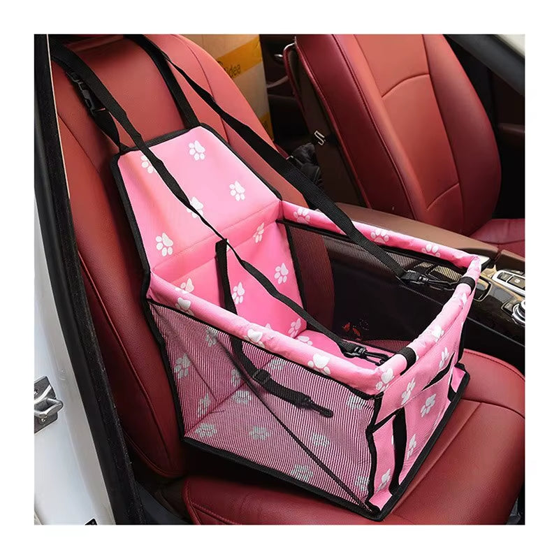 Premium Pet Dog Car Booster Seat with Safety Belt - Foldable Travel Basket for Dogs and Puppies