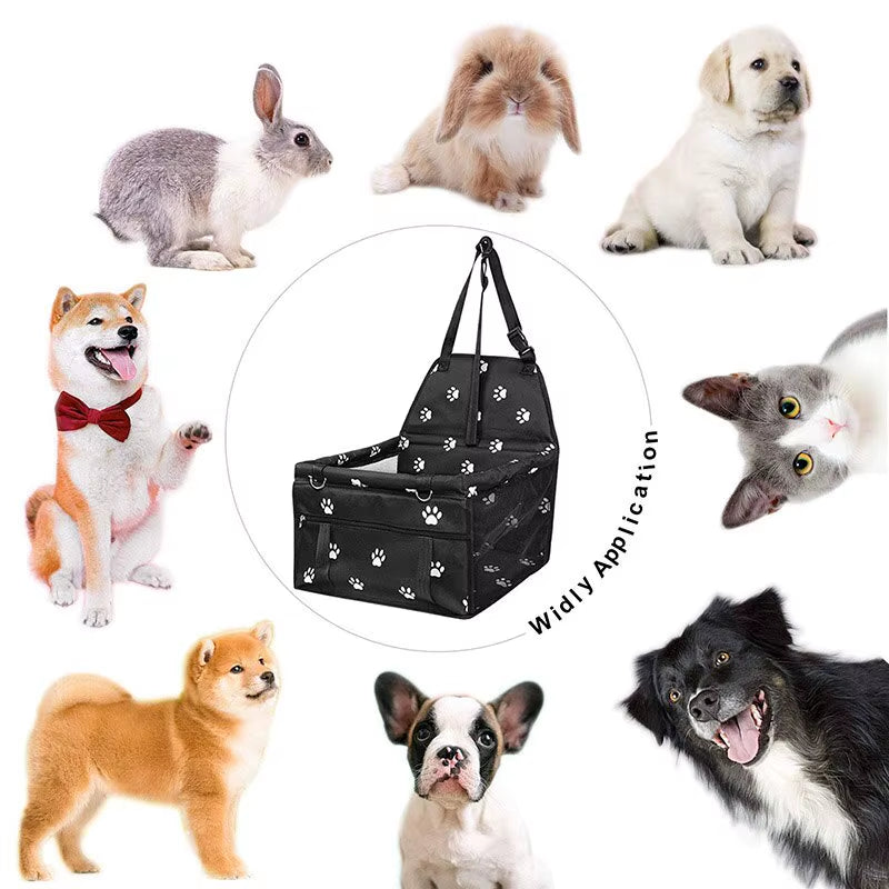 Premium Pet Dog Car Booster Seat with Safety Belt - Foldable Travel Basket for Dogs and Puppies