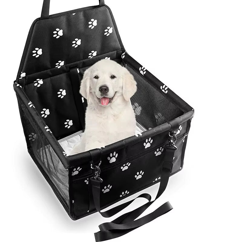 Premium Pet Dog Car Booster Seat with Safety Belt - Foldable Travel Basket for Dogs and Puppies