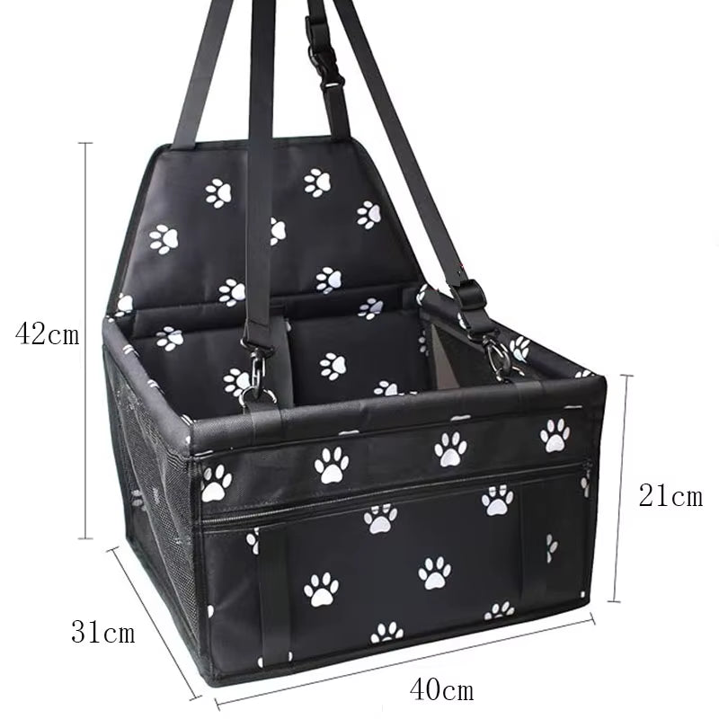 Premium Pet Dog Car Booster Seat with Safety Belt - Foldable Travel Basket for Dogs and Puppies